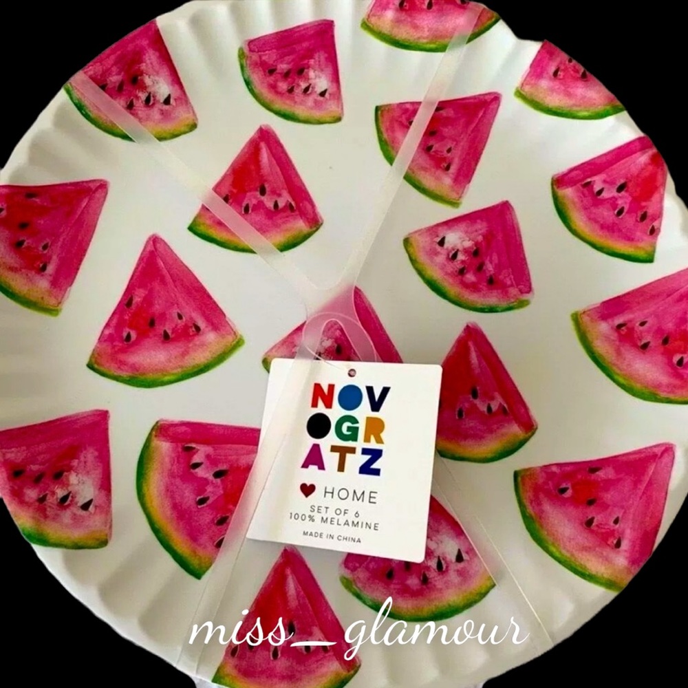x6 Novogratz Summer Watermelon Melamine Dinner Plates set
